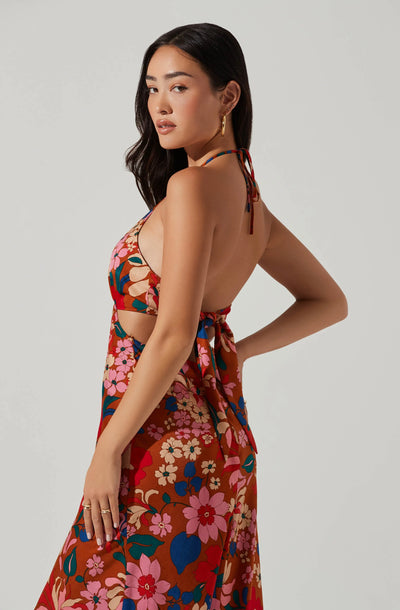 TALITHA FLORAL HALTER MAXI DRESS