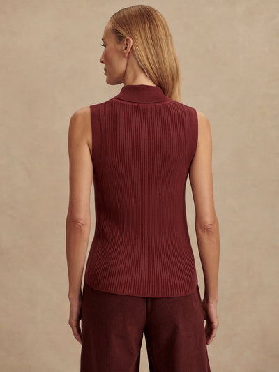 Anastasia Rib Knit Tank in New Maroon