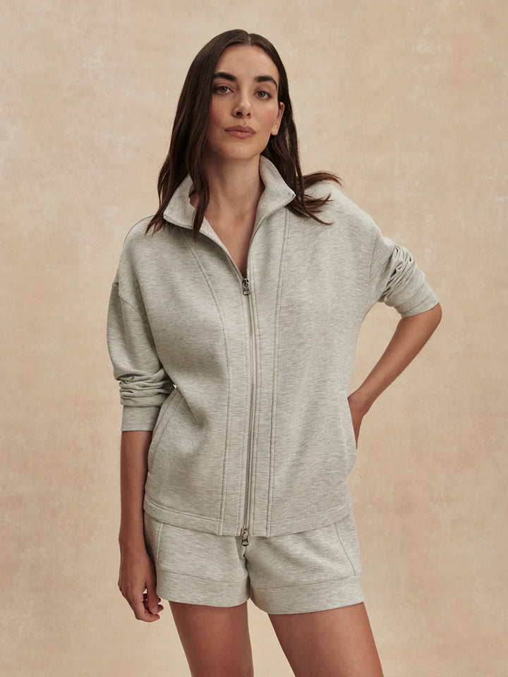 Arlene Zip Through Sweat in Light Grey Marl