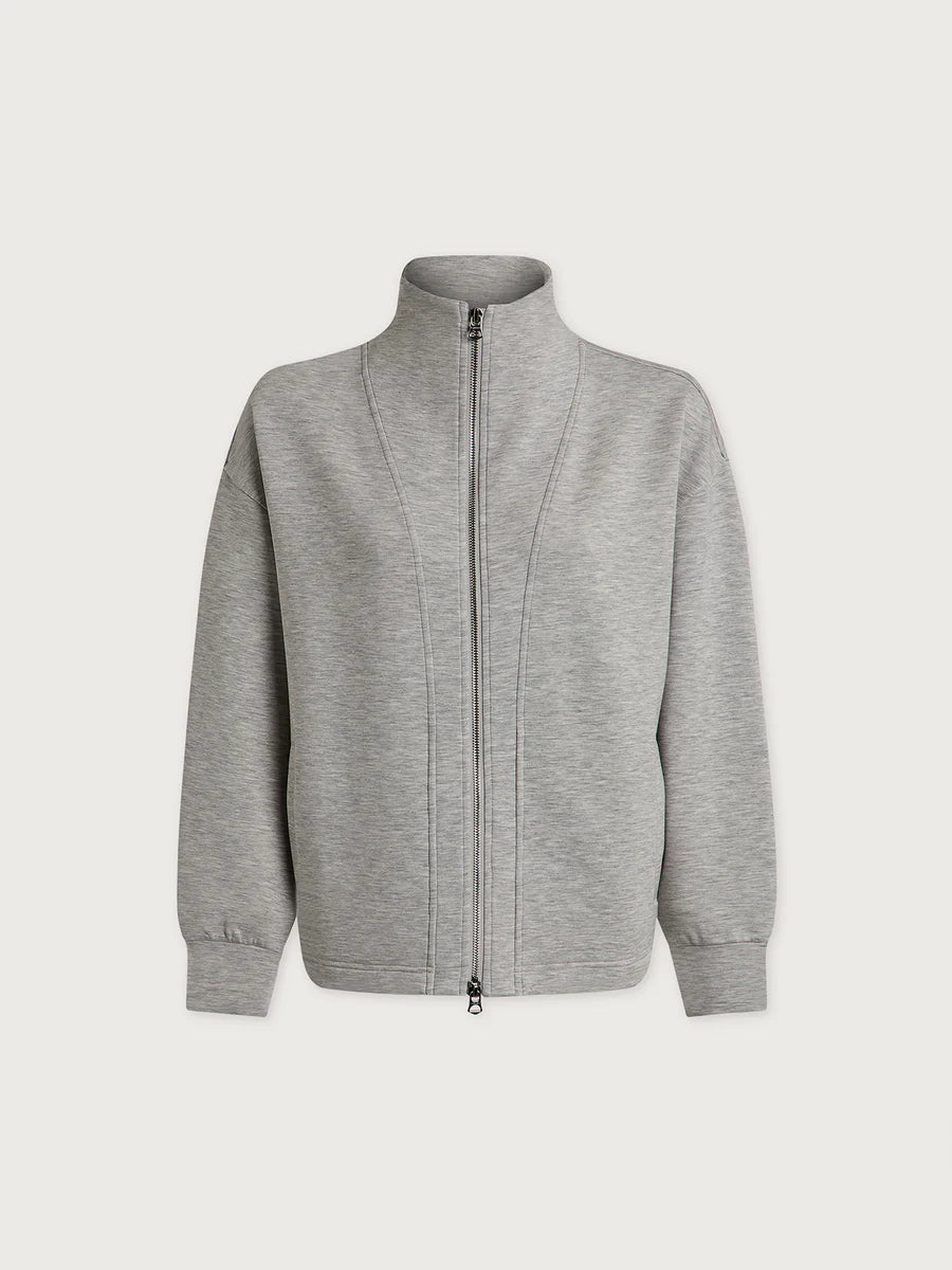 Arlene Zip Through Sweat in Light Grey Marl