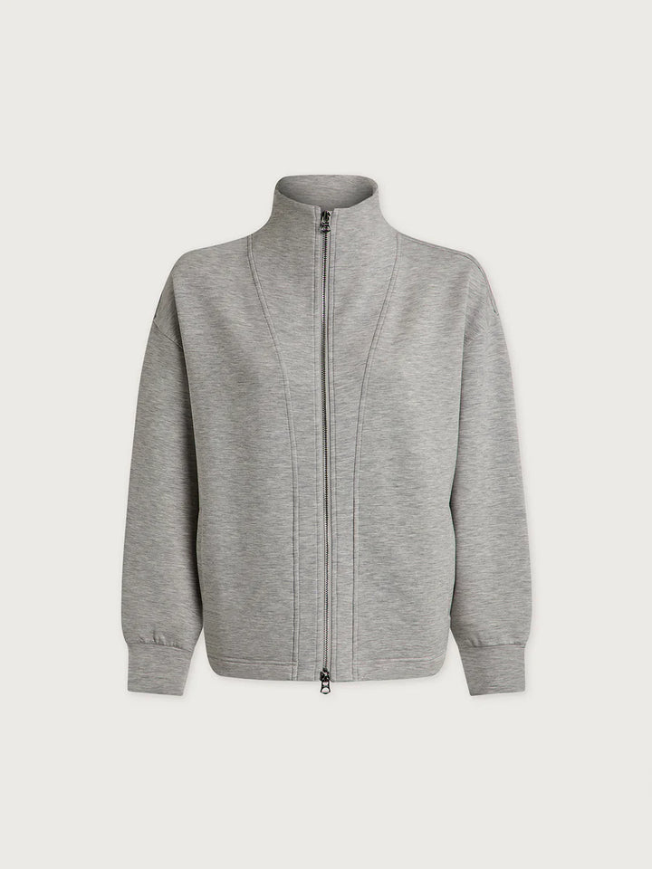 Arlene Zip Through Sweat in Light Grey Marl