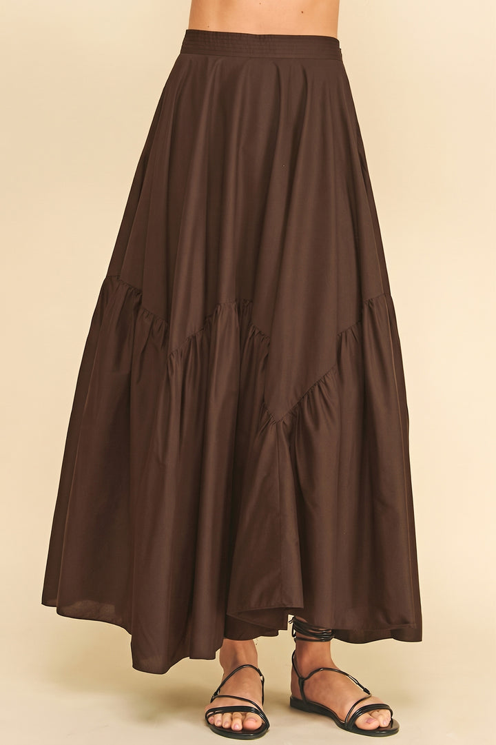 Asymmetrical Tiered Maxi Skirt in Coco