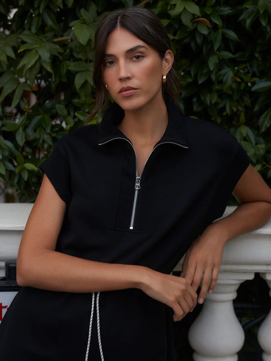 Avaya Half Zip Dress in Black