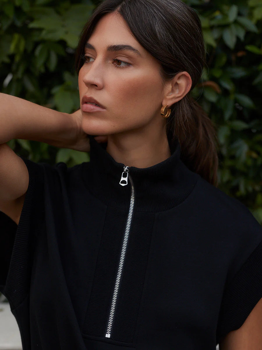 Avaya Half Zip Dress in Black