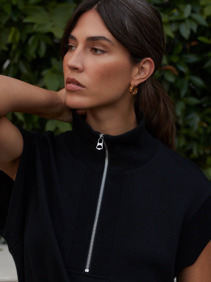 Avaya Half Zip Dress in Black