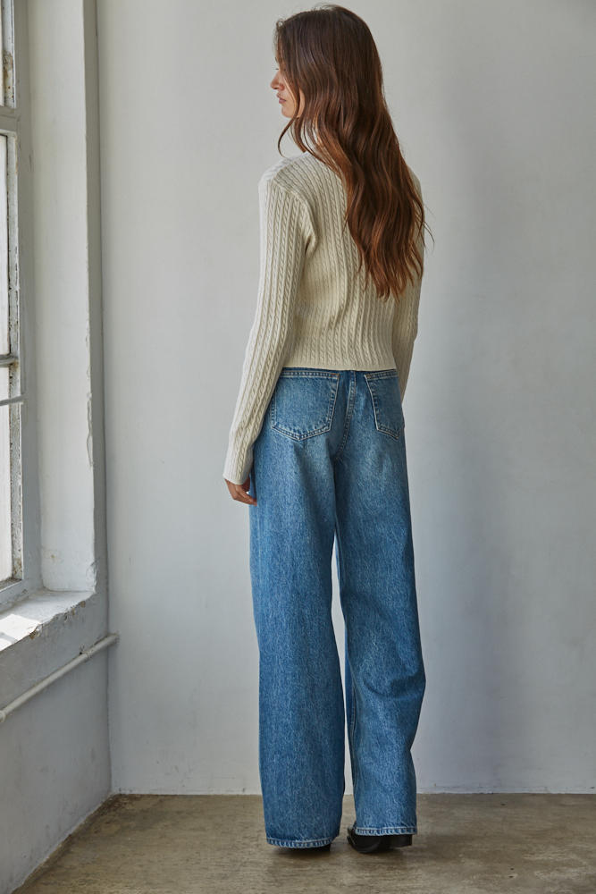Avon Cable Knit Cardigan in Cream