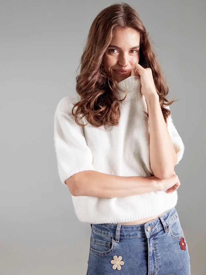 Elbow Sleeve Balloon Shape Sweater