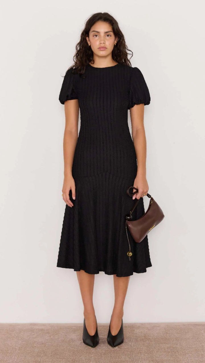 Black Anais Drop Waist Midi Dress