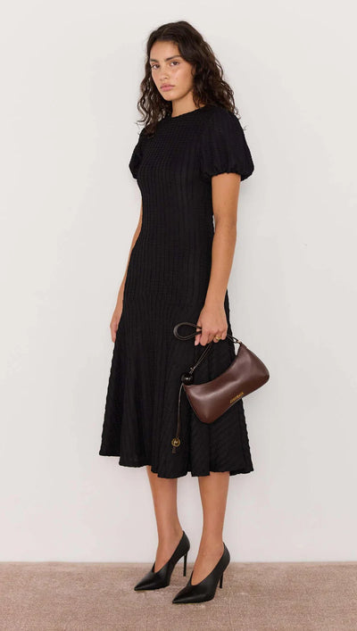 Black Anais Drop Waist Midi Dress