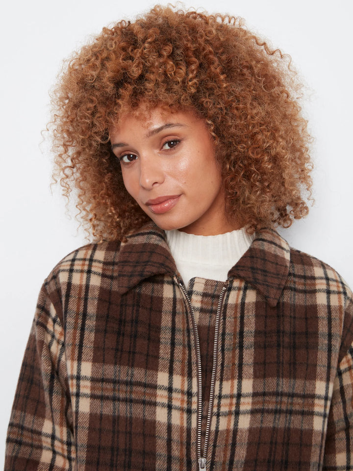 Bomber Jacket with Zipper at front - Chocolate
