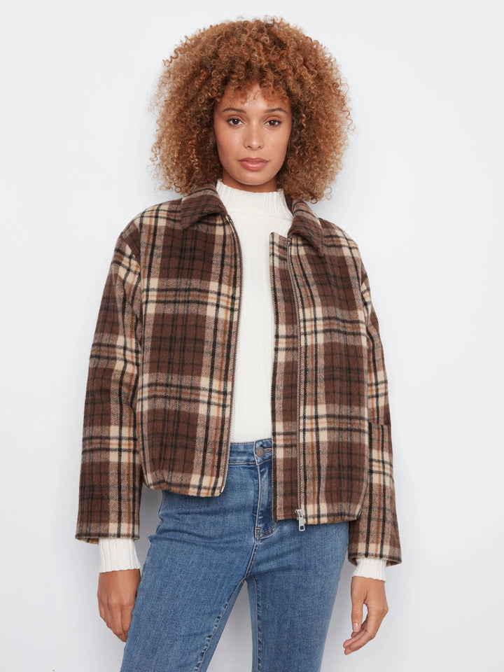 Bomber Jacket with Zipper at front - Chocolate