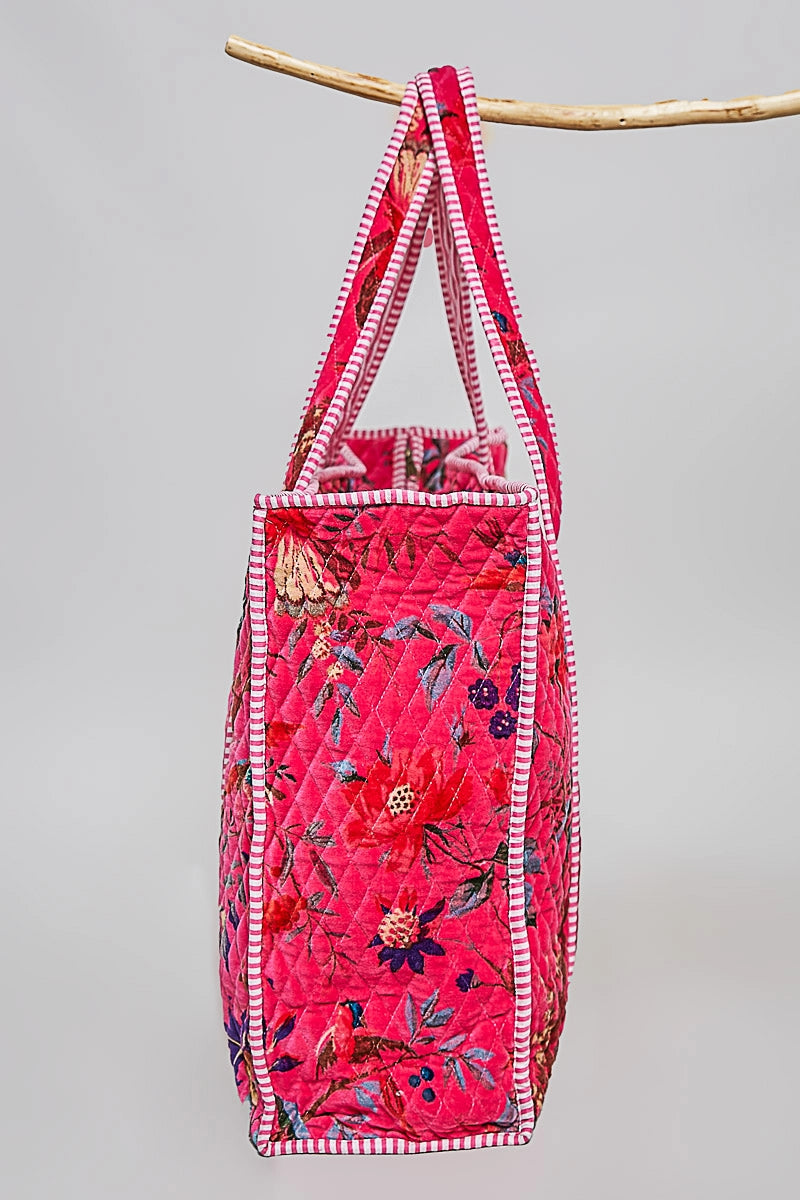 Botanical Velvet Quilted Tote Bag