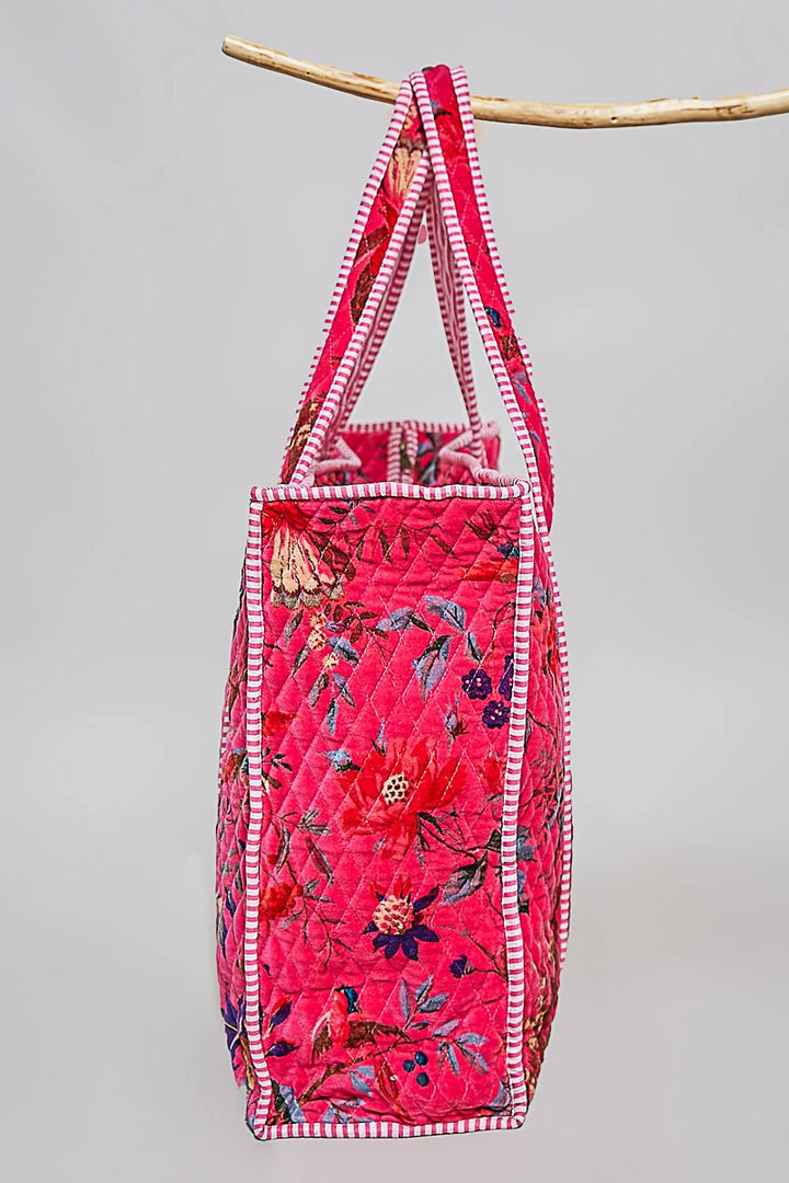 Botanical Velvet Quilted Tote Bag