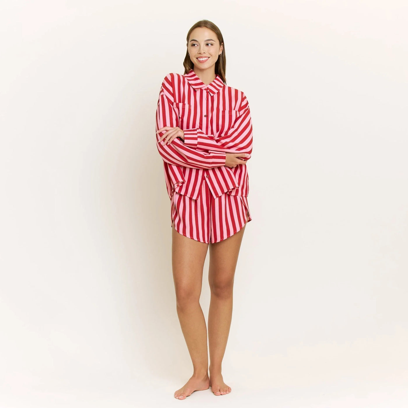 brunch date long sleeve shortie pj set