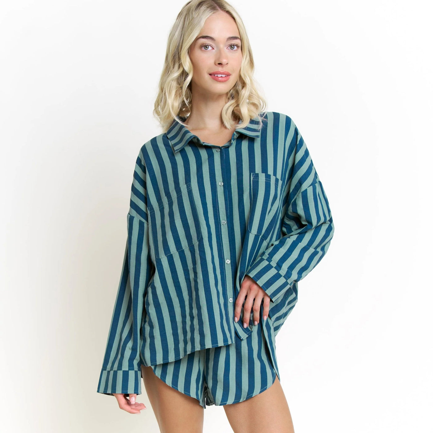 brunch date long sleeve shortie pj set