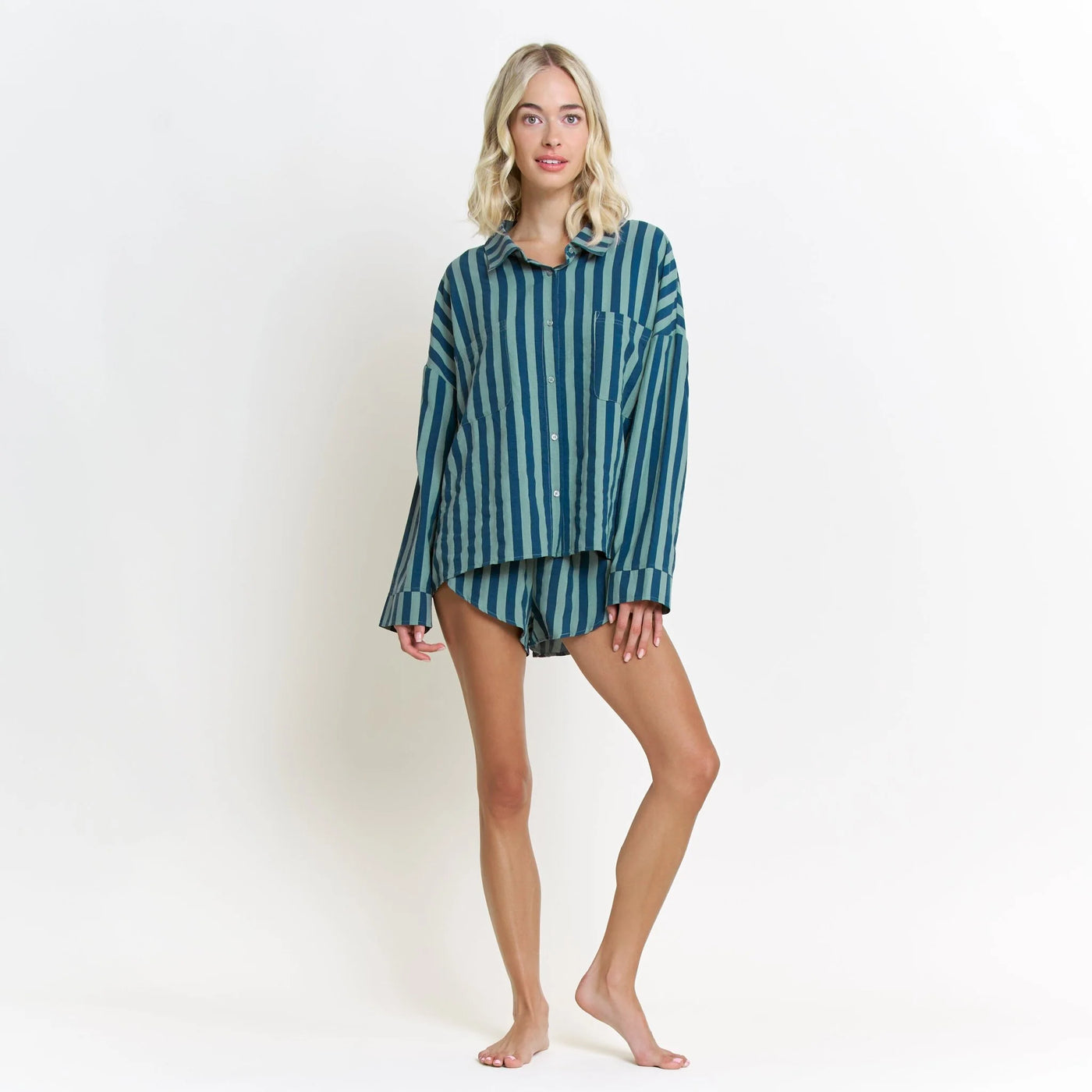brunch date long sleeve shortie pj set