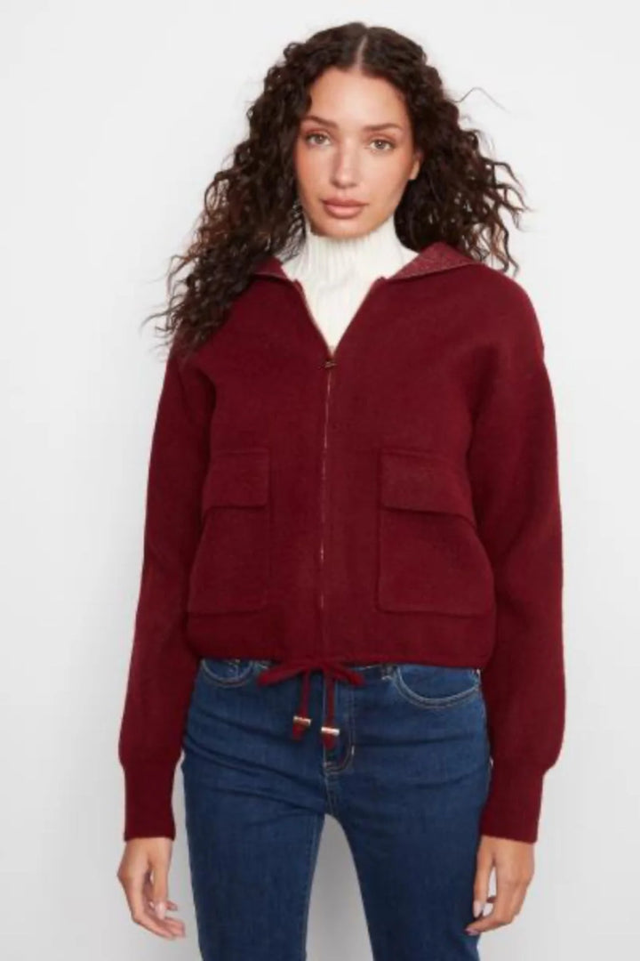 Long Sleeve Zipper Front Hoodie with Patch Pockets