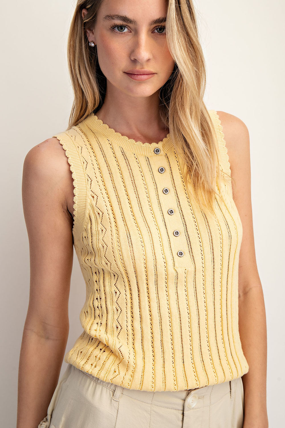 Pointelle Sweater Tank Top