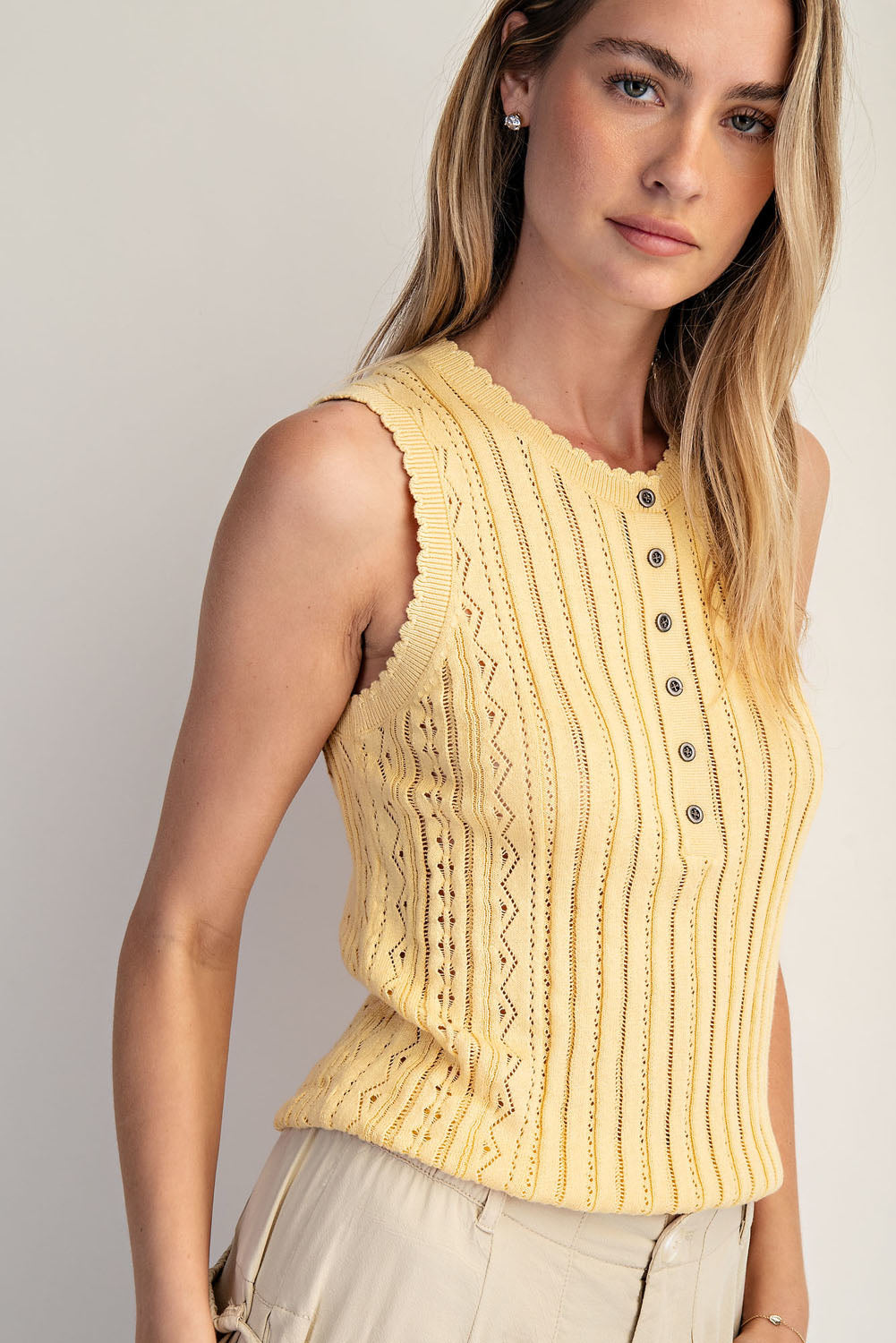 Pointelle Sweater Tank Top