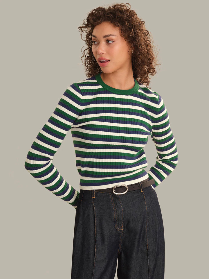 Callum Stripe Rib LS Crewneck