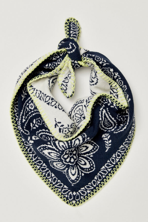 Carmen Knitted Triangle Scarf in Denim Jeans