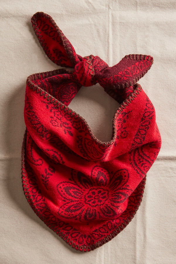 Carmen Knitted Triangle Scarf in Wine