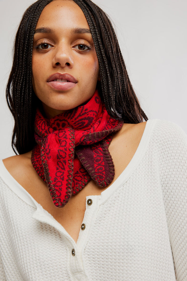 Carmen Knitted Triangle Scarf in Wine