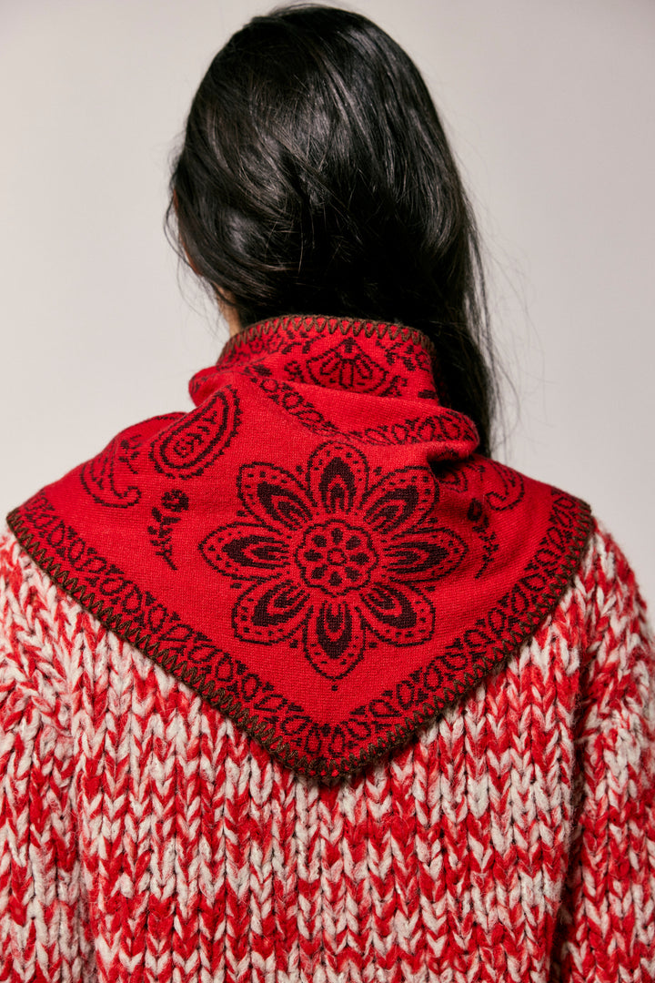 Carmen Knitted Triangle Scarf in Wine