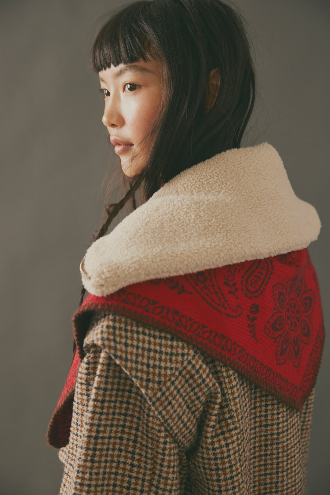 Carmen Knitted Triangle Scarf in Wine
