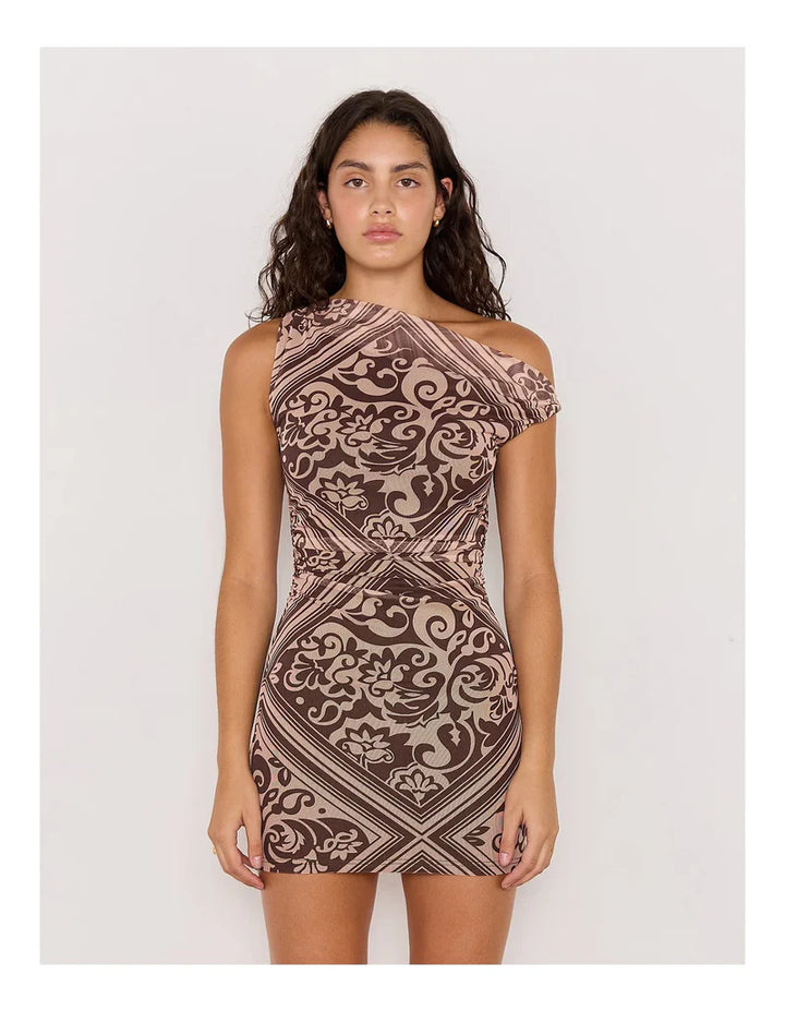 Chocolate Lumi Mesh Mini Dress