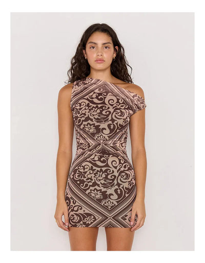 Chocolate Lumi Mesh Mini Dress