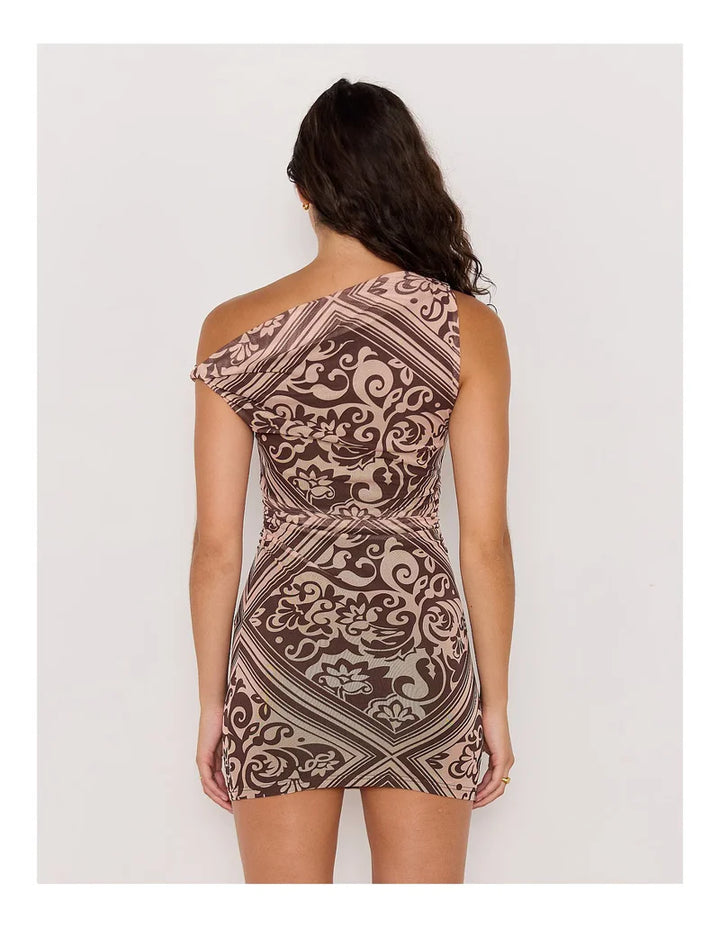 Chocolate Lumi Mesh Mini Dress