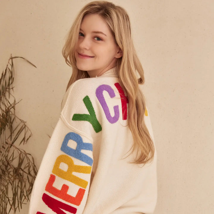 Oversize Christmas Sweater with Lettering