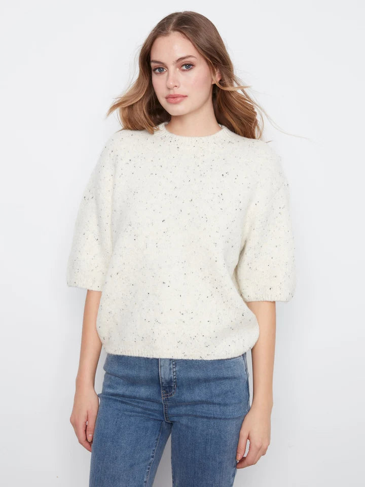 Elbow Sleeve Balloon Shape Sweater