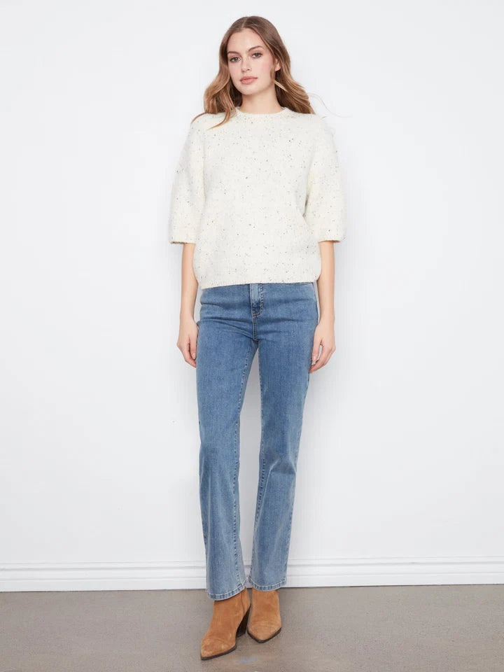 Elbow Sleeve Balloon Shape Sweater
