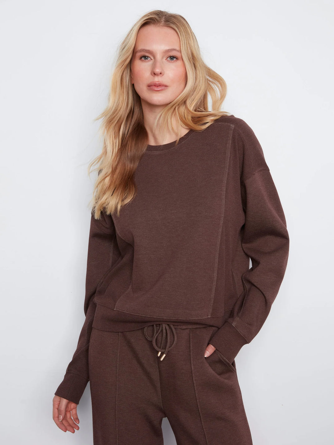 Crewneck Soft Scuba Top in Espresso