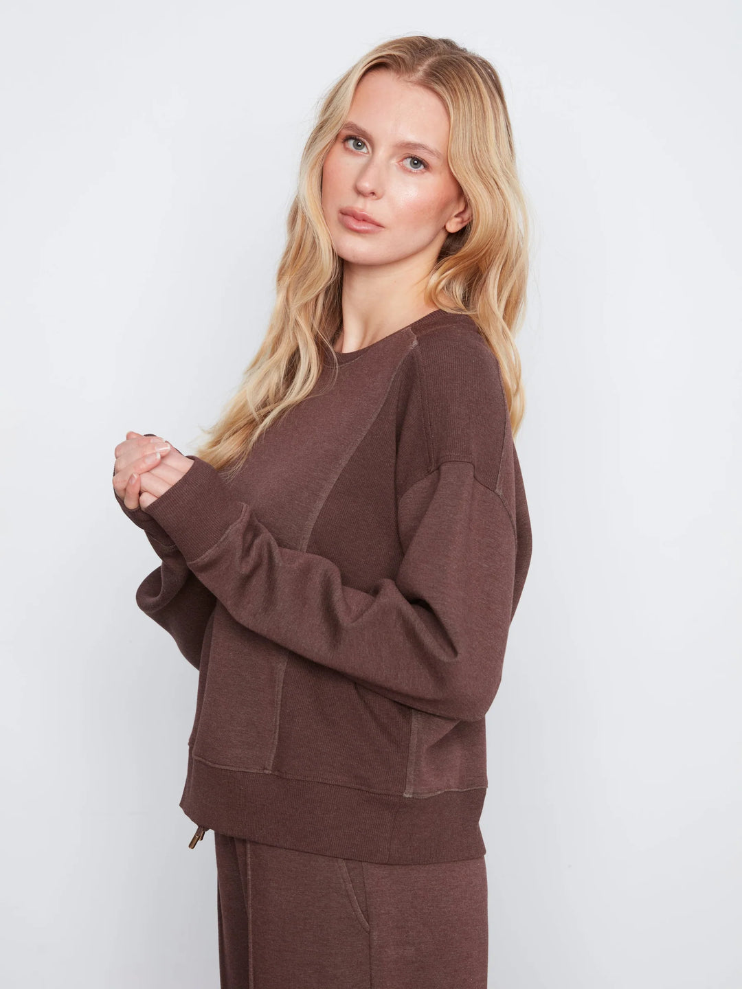 Crewneck Soft Scuba Top in Espresso