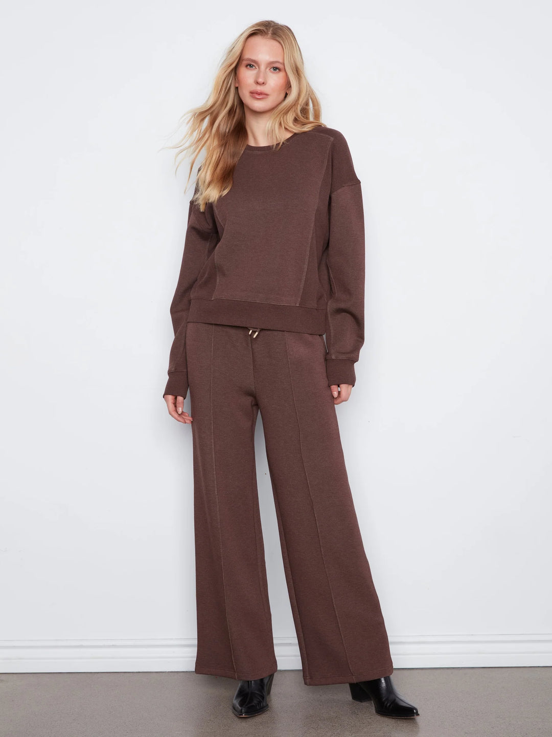 Crewneck Soft Scuba Top in Espresso