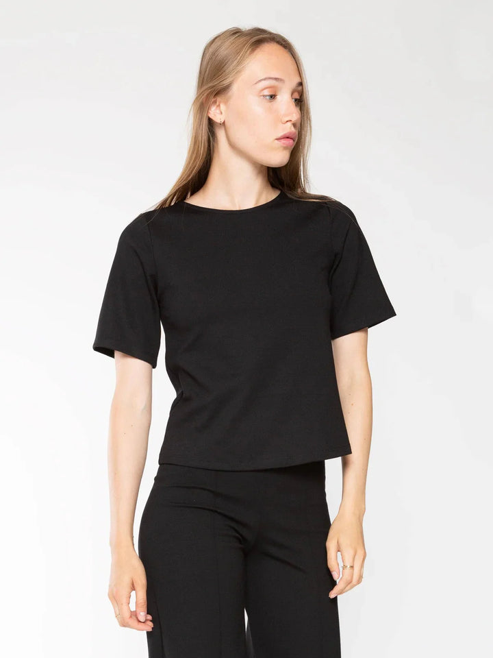 Ponte knit short sleeve top extended