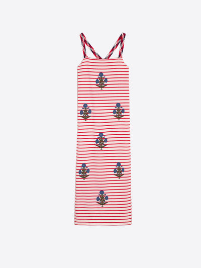 DRESS LILOU EMB RAYA ROJA MARINERA PUNTO
