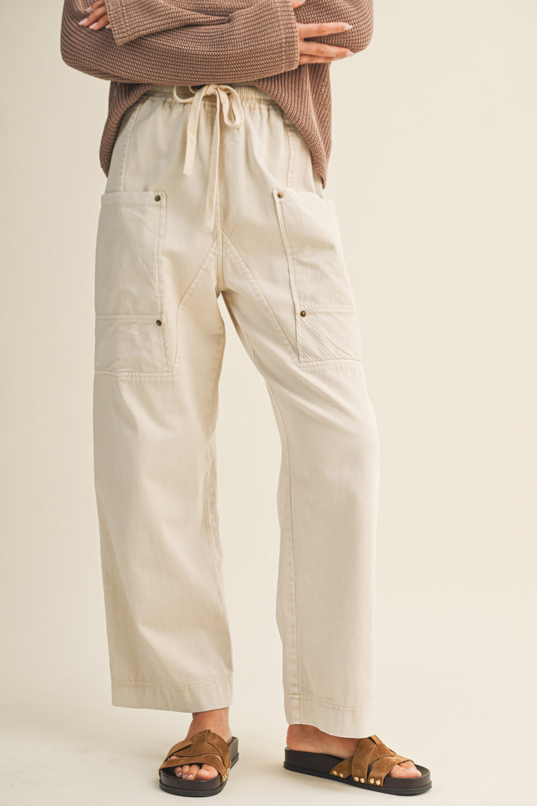 Side Pocket Wide Pants in Natural
