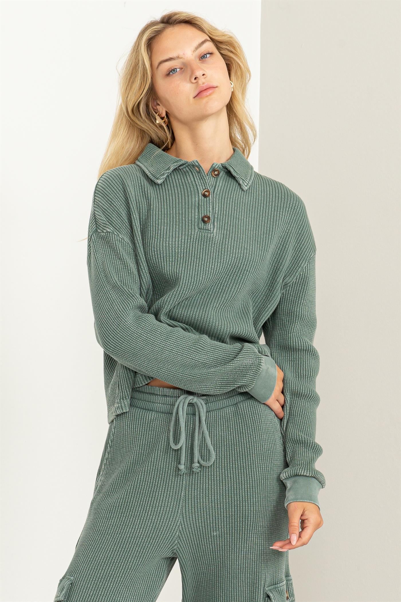 Thermal Button Sweater