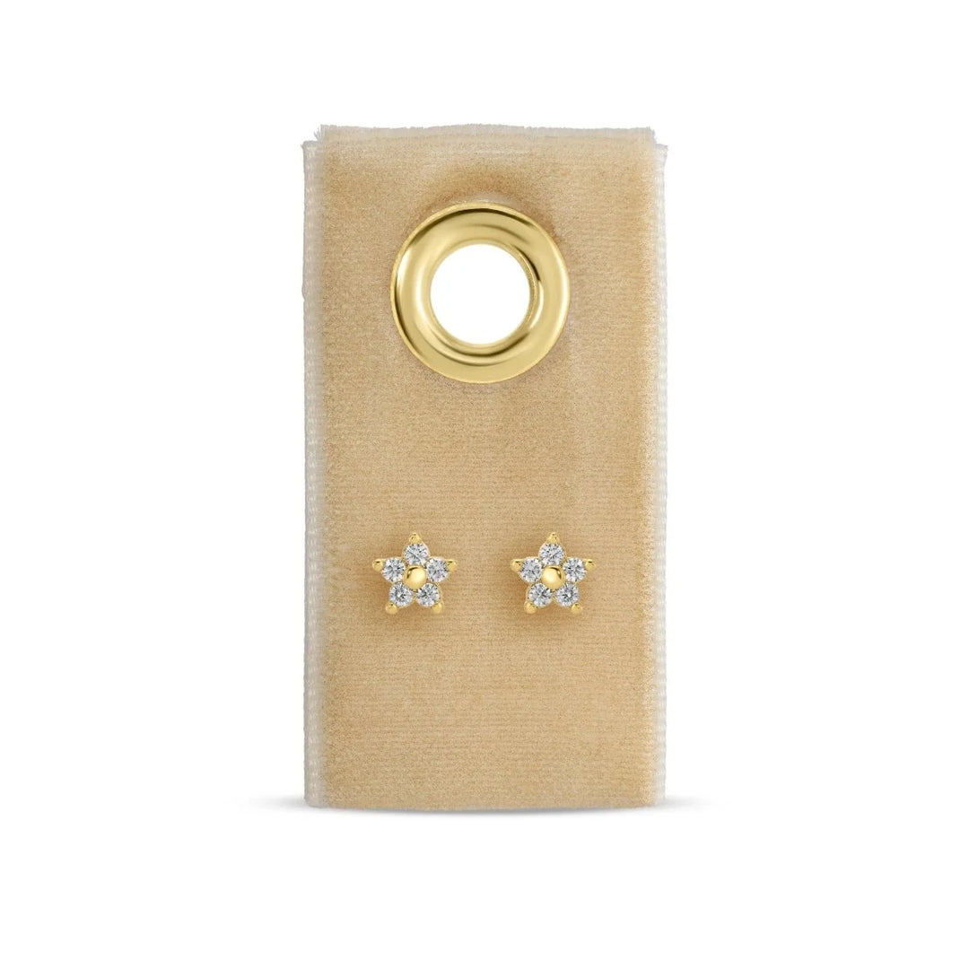 Delicate Flower Studs on Velvet Tag