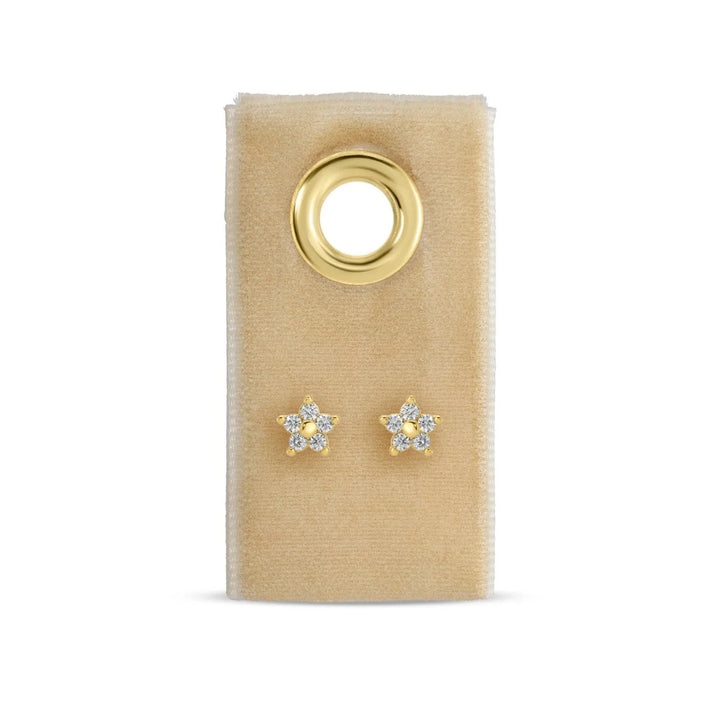 Delicate Flower Studs on Velvet Tag