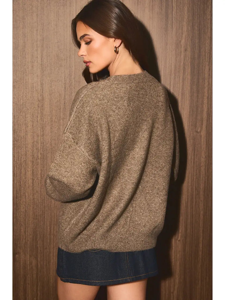 Dog Graphic Crew Neck Oversized Knit Sweater