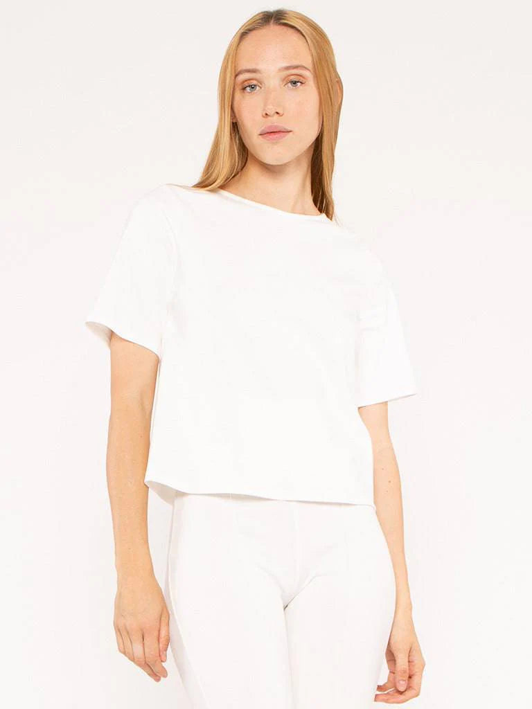 Ponte knit short sleeve top extended
