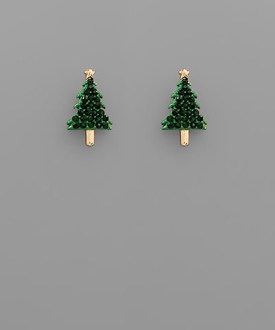 Christmas Tree Crystal Stud