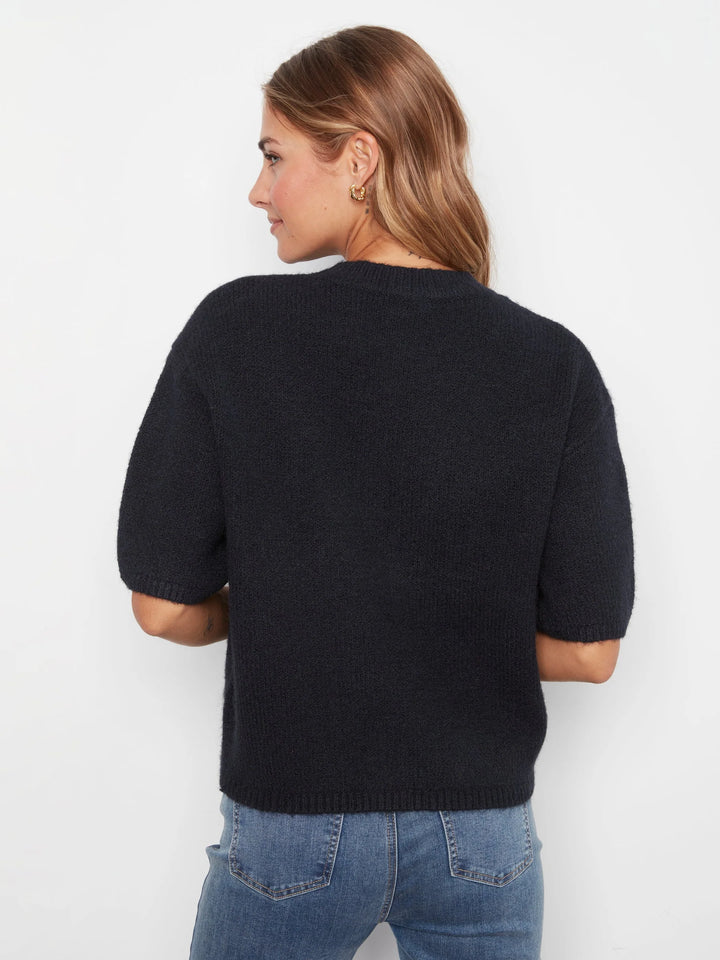 Elbow Sleeve Balloon Shape Sweater in Navy