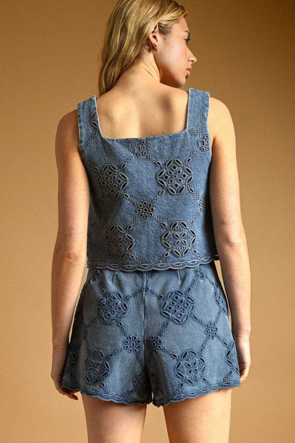 Embroidered Denim Top