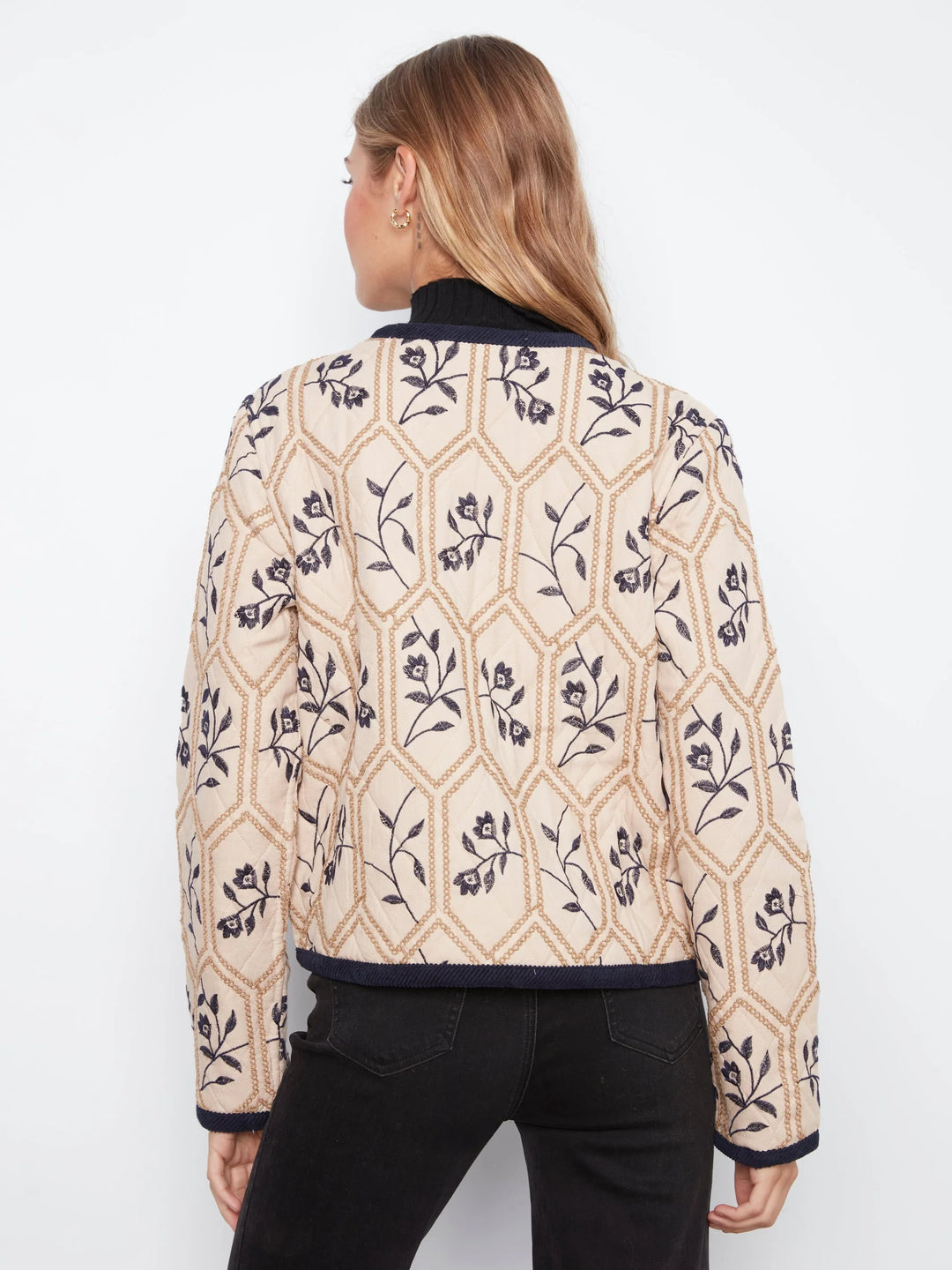 Embroidered Puffer With Edge Binding